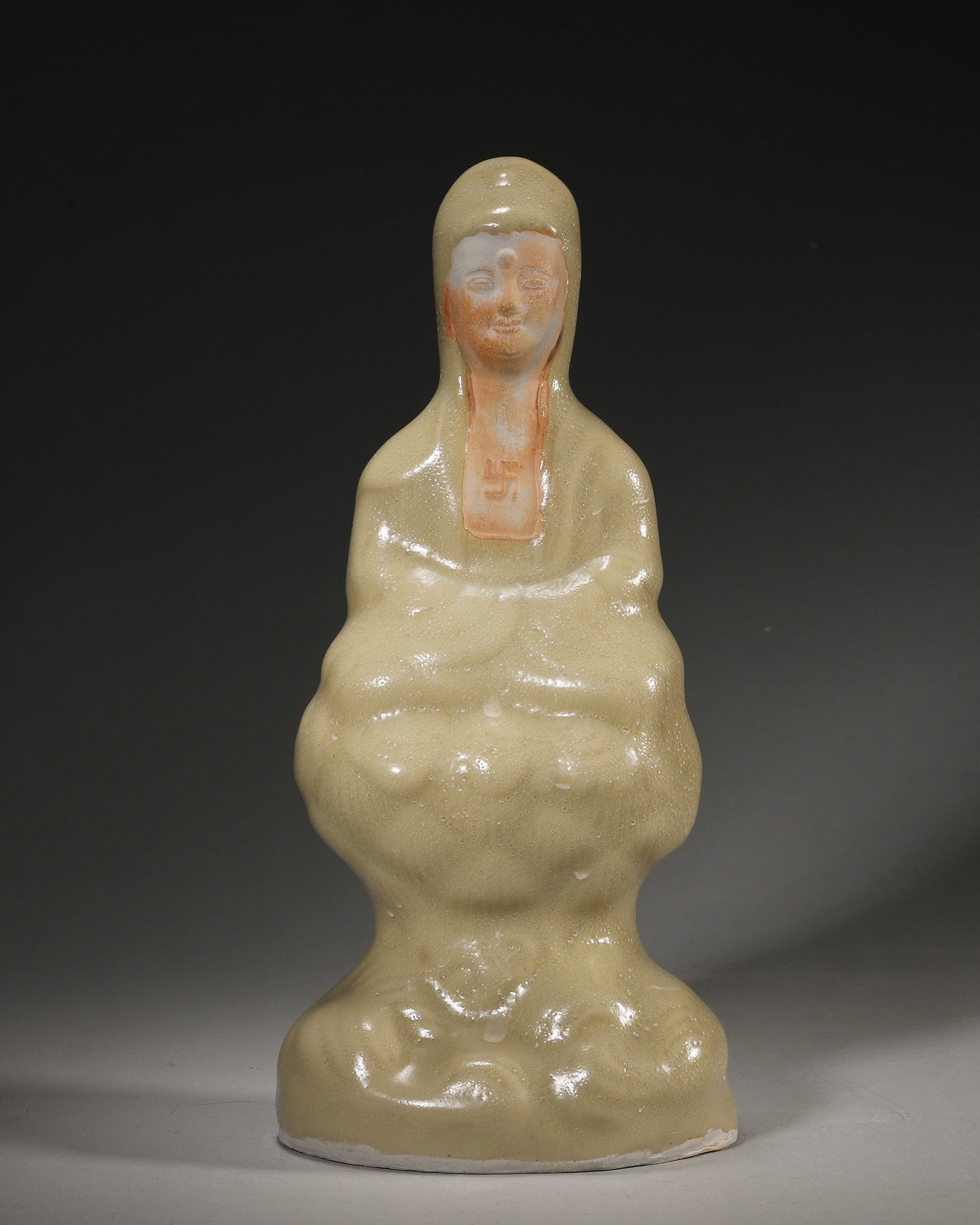 SONG DYNASTY LONGQUAN KILN PORCELAIN STATUE OF GUANYIN BODHISATTVA: Height 25cm