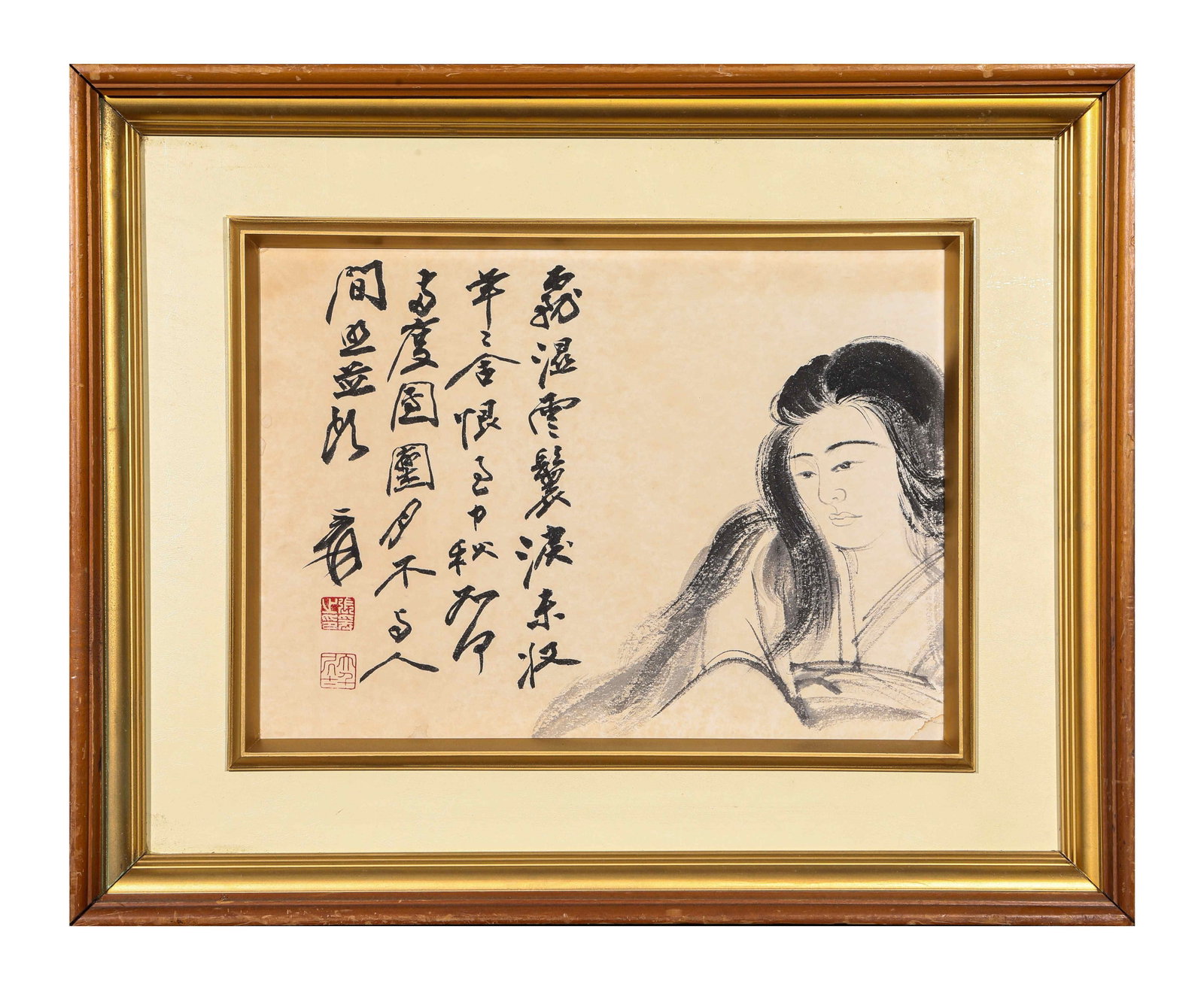 Zhang Daqian (1899-1983), attributed to, Girl: Zhang Daqian (1899-1983), attributed to, Girl Provenance: From the esteemed former collection of a key institution in the Kansai region committed to fostering cultural exchange between China and Japan