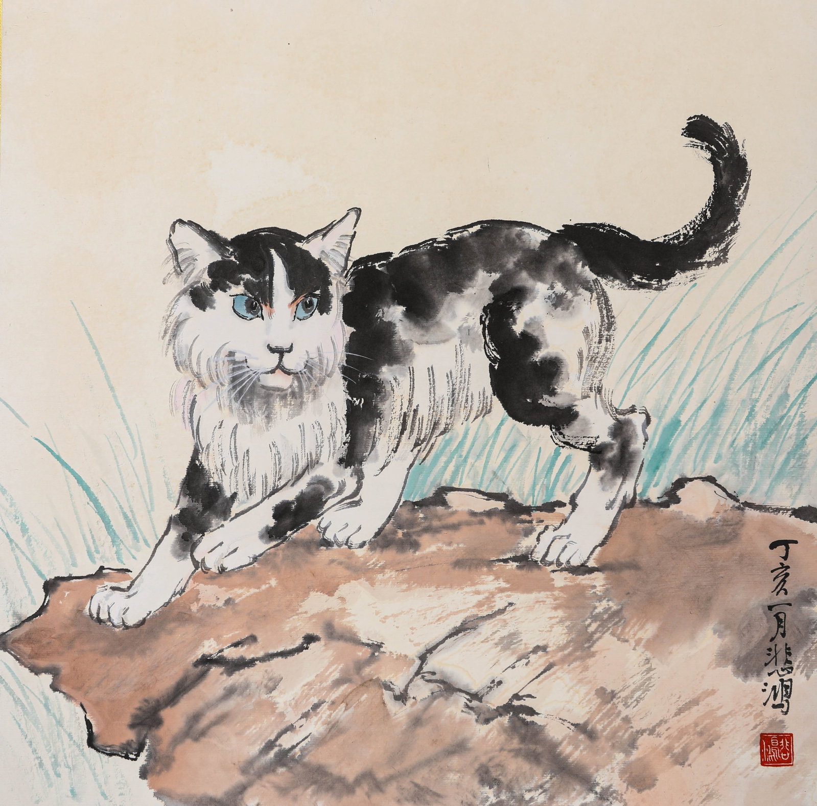 Xu Beihong (1895-1953), attributed to, Cat at Play (1 of 3)