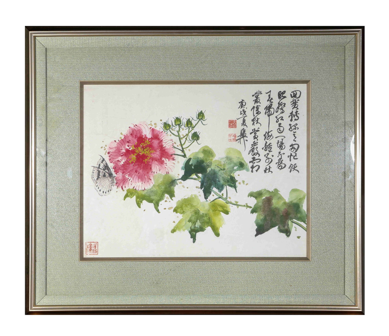 Xie Zhiliu (1910-1997), attributed to, Flowers and Butterflies: Xie Zhiliu (1910-1997), attributed to, Flowers and Butterflies Provenance: From the esteemed former collection of a key institution in the Kansai region committed to fostering cultural exchange betwee