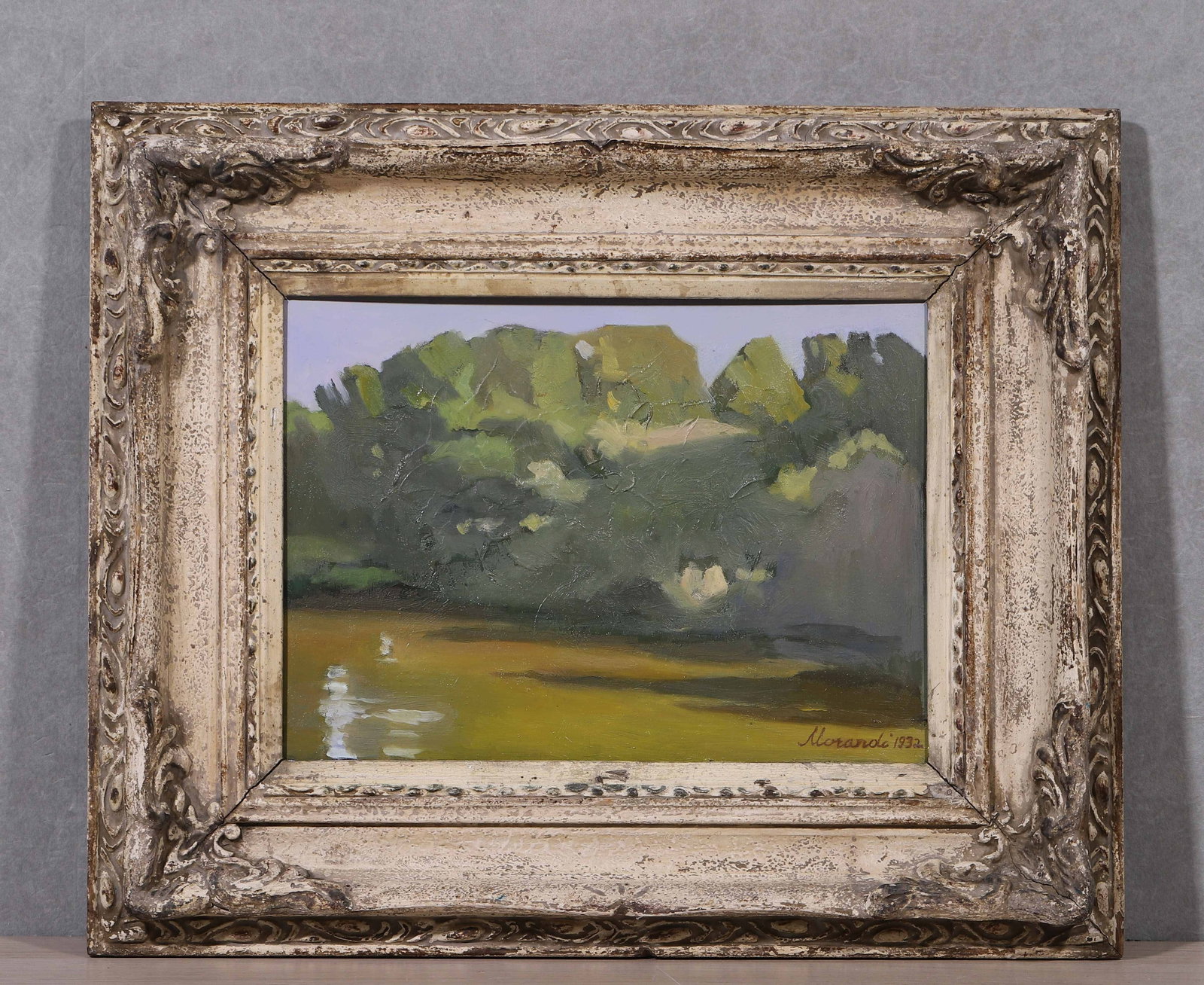Giorgio Morandi, Italian, (1890?1964), In The Manner Of, Oil On Canvas, Antique Carved Gilt Frame: Giorgio Morandi, Italian, (1890 1964), Oil On Canvas, Antique Carved Gilt Frame Dimensions: Fr.51x42cm Img.31x23cm (20.08x16.54 in , 1.67x1.38 ft | 12.20x9.06 in , 1.02x0.75 ft)