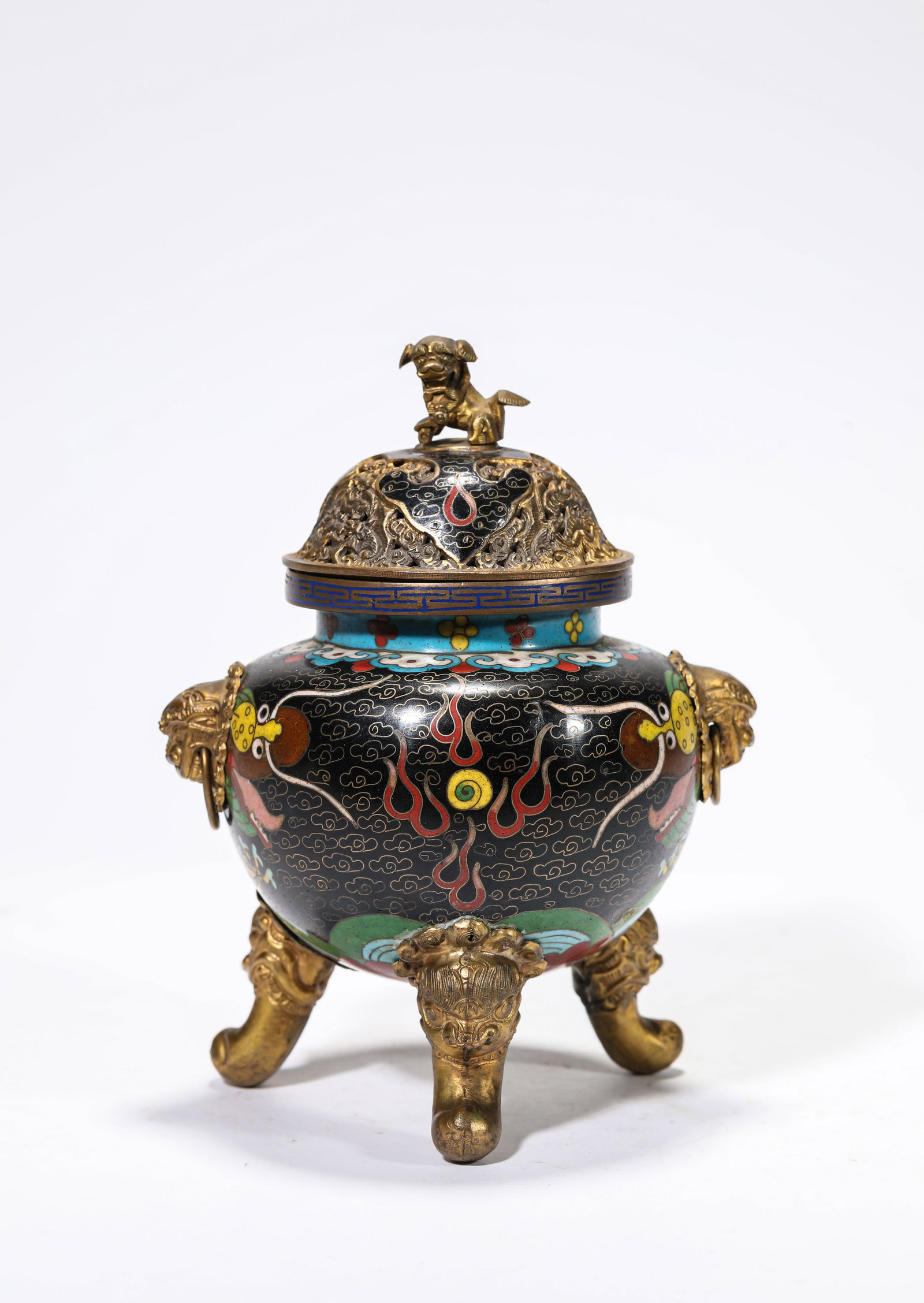 A Cloisonne Enamel 'Dragon' Censer: A Cloisonne Enamel 'Dragon' Censer Dimensions: Weight: 362g. Length: 13.7 cm (5.39 in) x Width: 11.3 cm (4.45 in) x Height: 18.2 cm (7.17 in). All measurements are approximate.