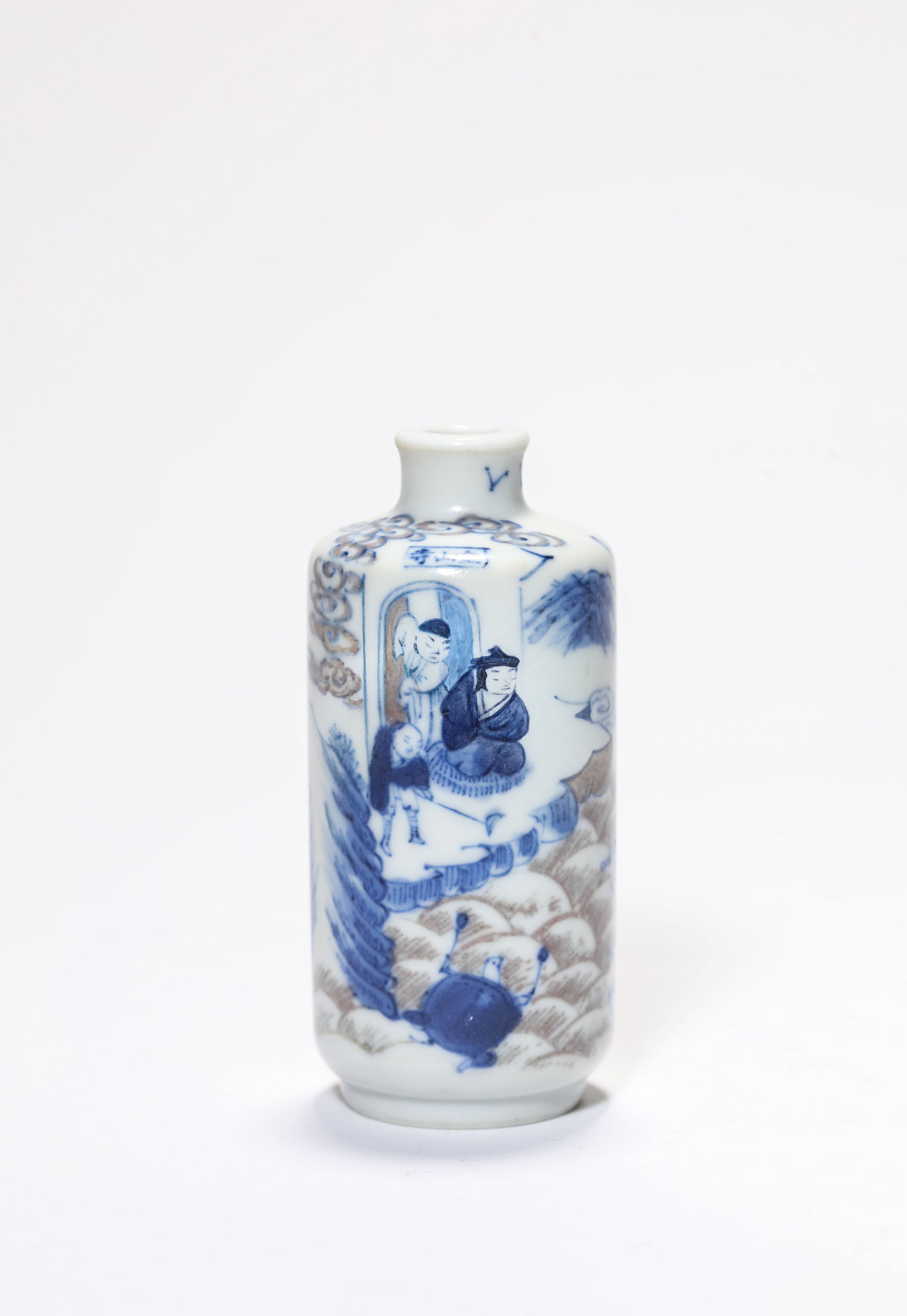 A Blue and White and Underglaze-Red 'Figural' Snuff Bottle (1 of 5)