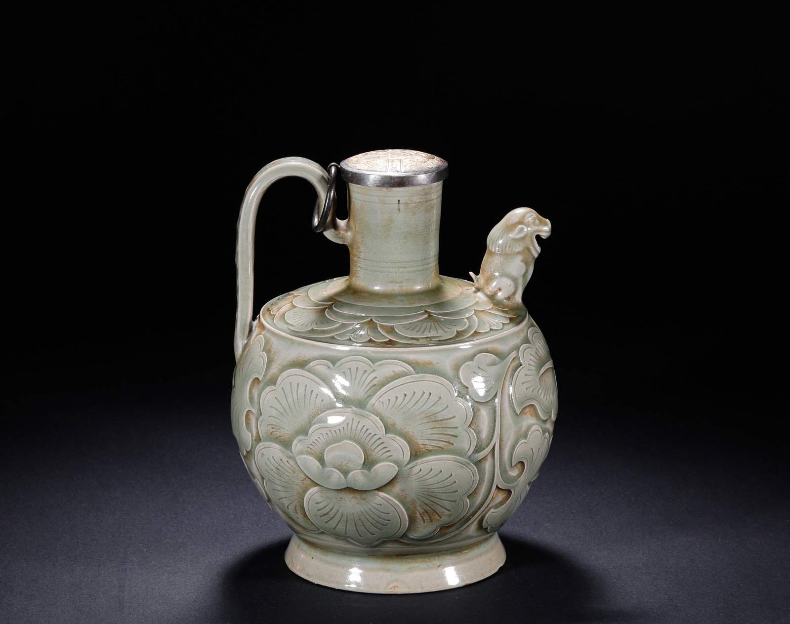 A Song Dynasty Yaozhou-Type Celadon-Glazed 'Carved Beast-Head' Ewer (1 of 14)