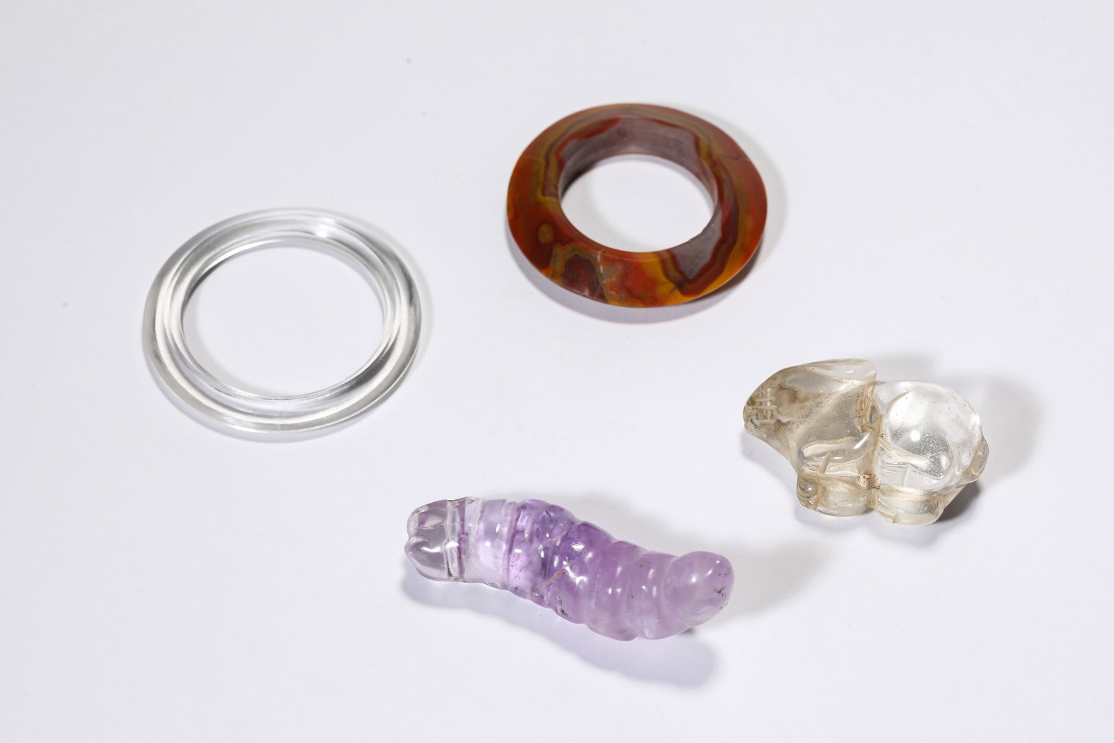 A Group of Agate and Rock Crystal Objects: A Group of Agate and Rock Crystal Objects Dimensions: Size varies. All measurements are approximate.