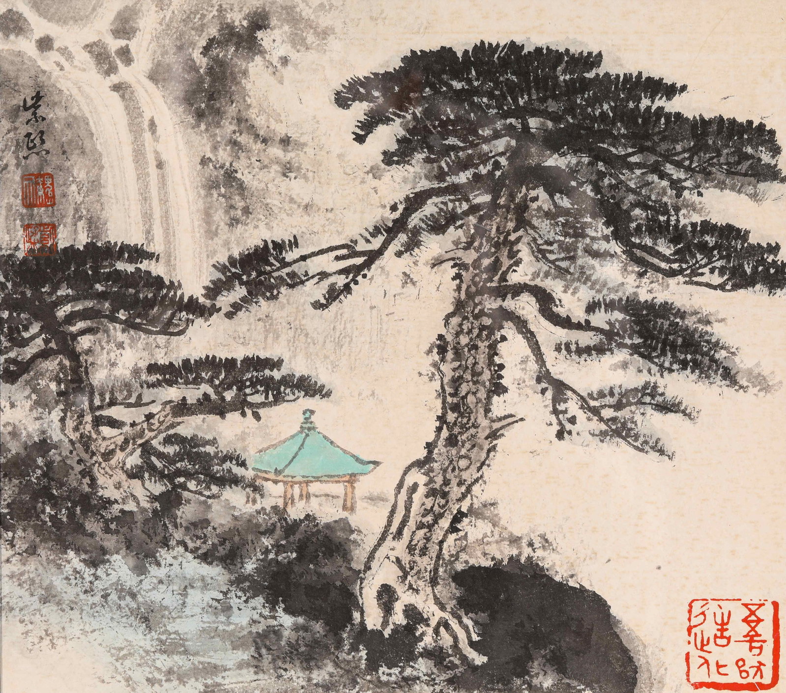 Wei Zixi (1915-2002), attributed to, Mountain Dwelling: Wei Zixi (1915-2002), attributed to, Mountain Dwelling Provenance: From the esteemed collection of a distinguished collector in Tokyo. Dimensions: Width: 27 cm x Height: 24 cm. All measurements are
