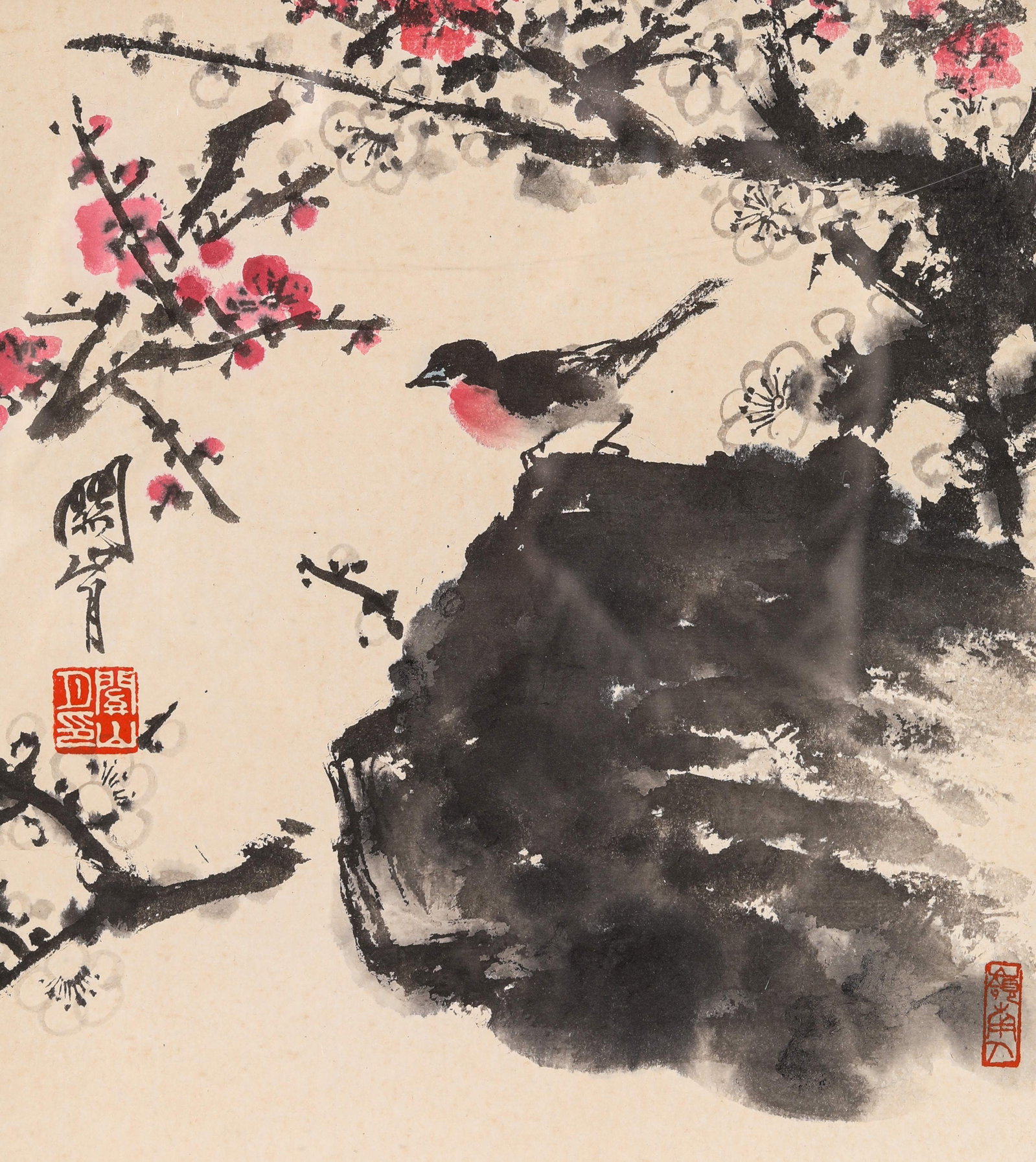 Guan Shanyue (1912-2000), attributed to, Heralding Spring: Guan Shanyue (1912-2000), attributed to, Heralding Spring Provenance: From the esteemed collection of a distinguished collector in Tokyo. Dimensions: Width: 24 cm x Height: 27 cm. All measurements