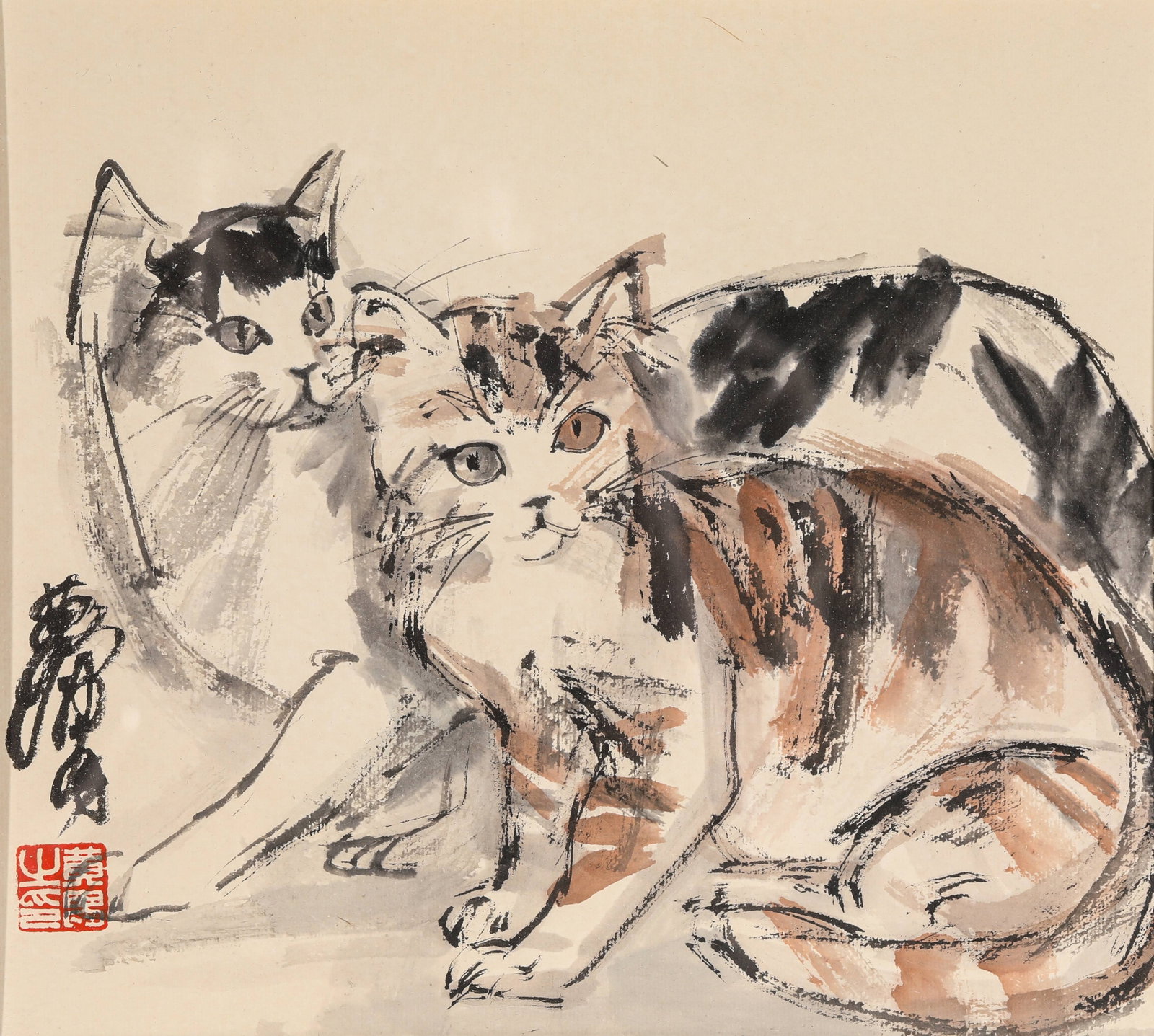 Huang Zhou (1925-1997), attributed to, Relying on Each Other: Huang Zhou (1925-1997), attributed to, Relying on Each Other Provenance: From the esteemed collection of a distinguished collector in Tokyo. Dimensions: Width: 27 cm x Height: 24 cm. All measurements