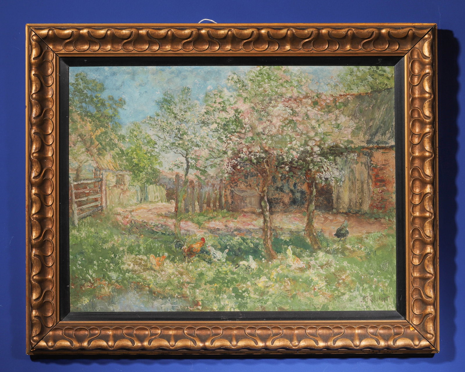John Falconar Slater, British, (1857-1937), Oil on Board, Chickens in a Spring Flowering Farmyard (1 of 10)