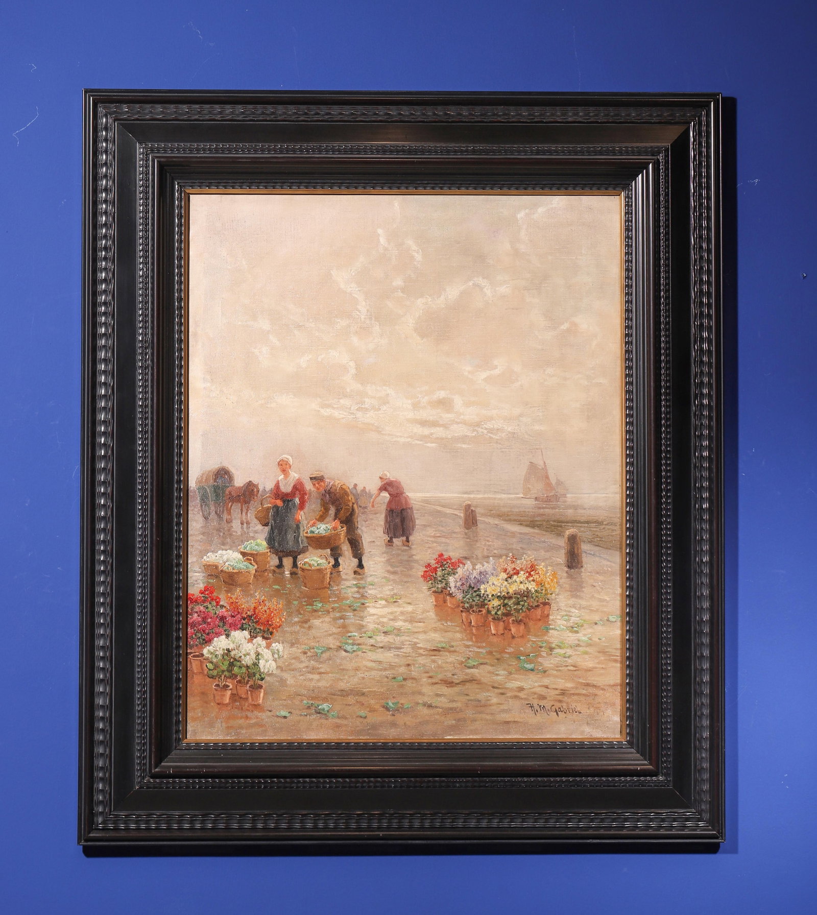 Oil Painting, Hand-Painted Original Work By The Dutch Painter H.M. Gabriel (C.1860-1940): o