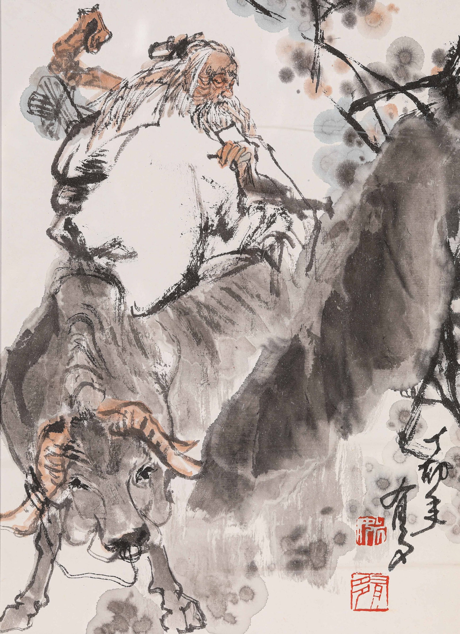 Yao Youduo (1937-2001), attributed to, Laozi Departing the Pass: Yao Youduo (1937-2001), attributed to, Laozi Departing the Pass Dimensions: Width: 23.5 cm x Height: 32.5 cm. All measurements are approximate.