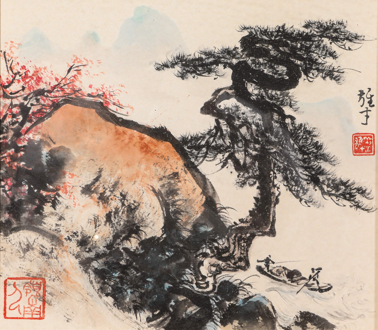 Li Xiongcai (1910-2001), attributed to, Boating Amidst Verdant Pines (1 of 4)
