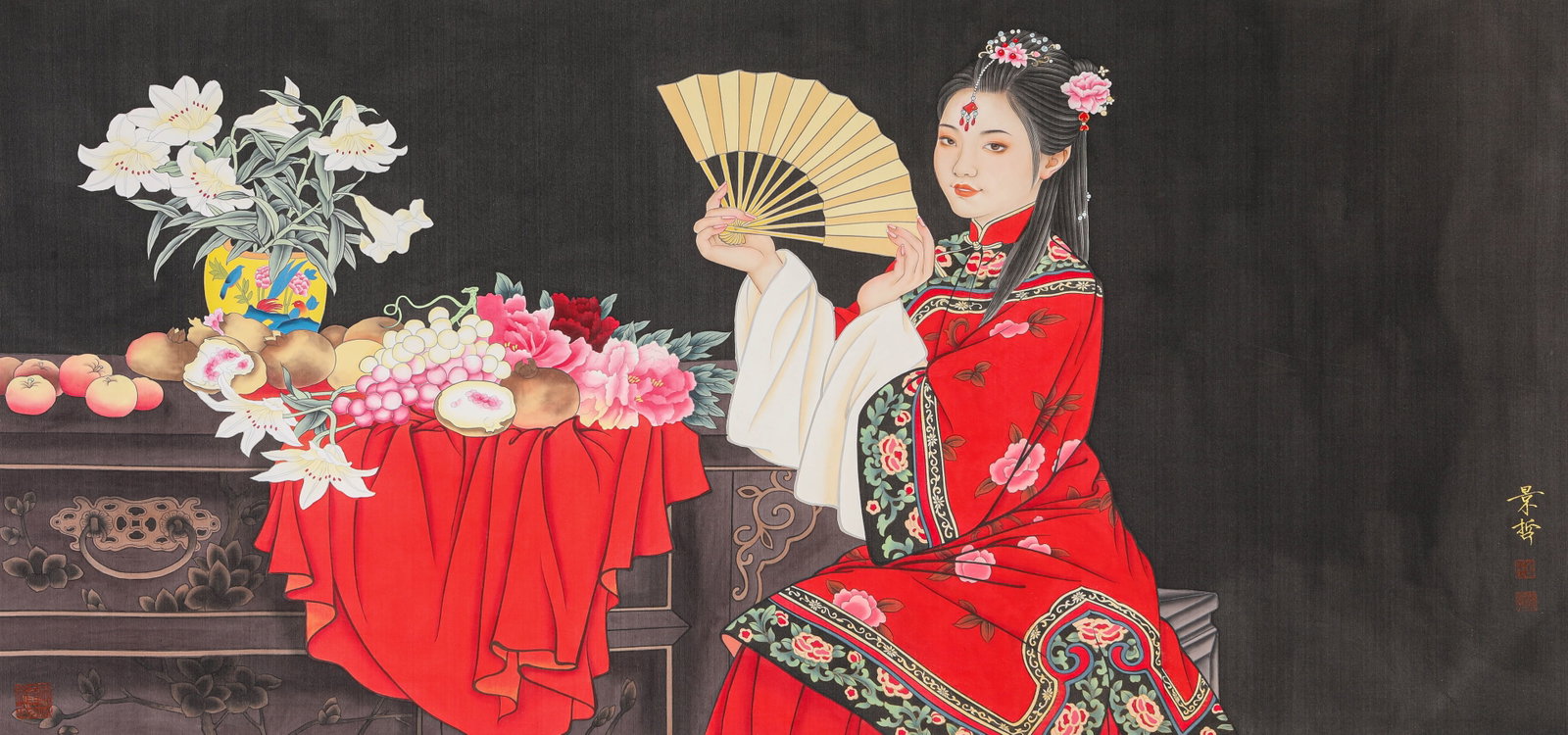 Cui Jingzhe (b. 1980), attributed to, Girl: Cui Jingzhe (b. 1980), attributed to, Girl Dimensions: Width: 136 cm x Height: 64 cm. All measurements are approximate.