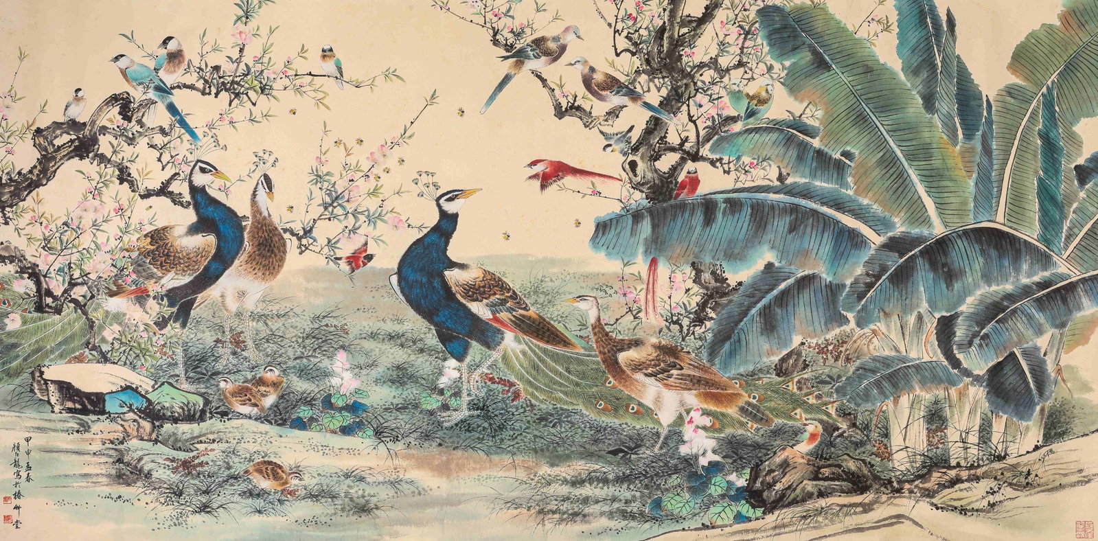 Yan Bolong (1898-1954), attributed to, Spring in Full Vitality: Yan Bolong (1898-1954), attributed to, Spring in Full Vitality Dimensions: Width: 179 cm x Height: 88 cm. All measurements are approximate.