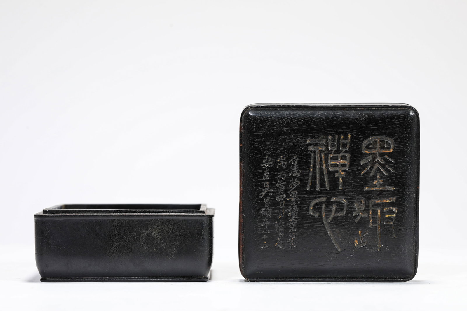 A Wood Covered Box: A Wood Covered Box Dimensions: Width: 9.8 cm (3.86 in) x Height: 6.0 cm (2.36 in). All measurements are approximate.