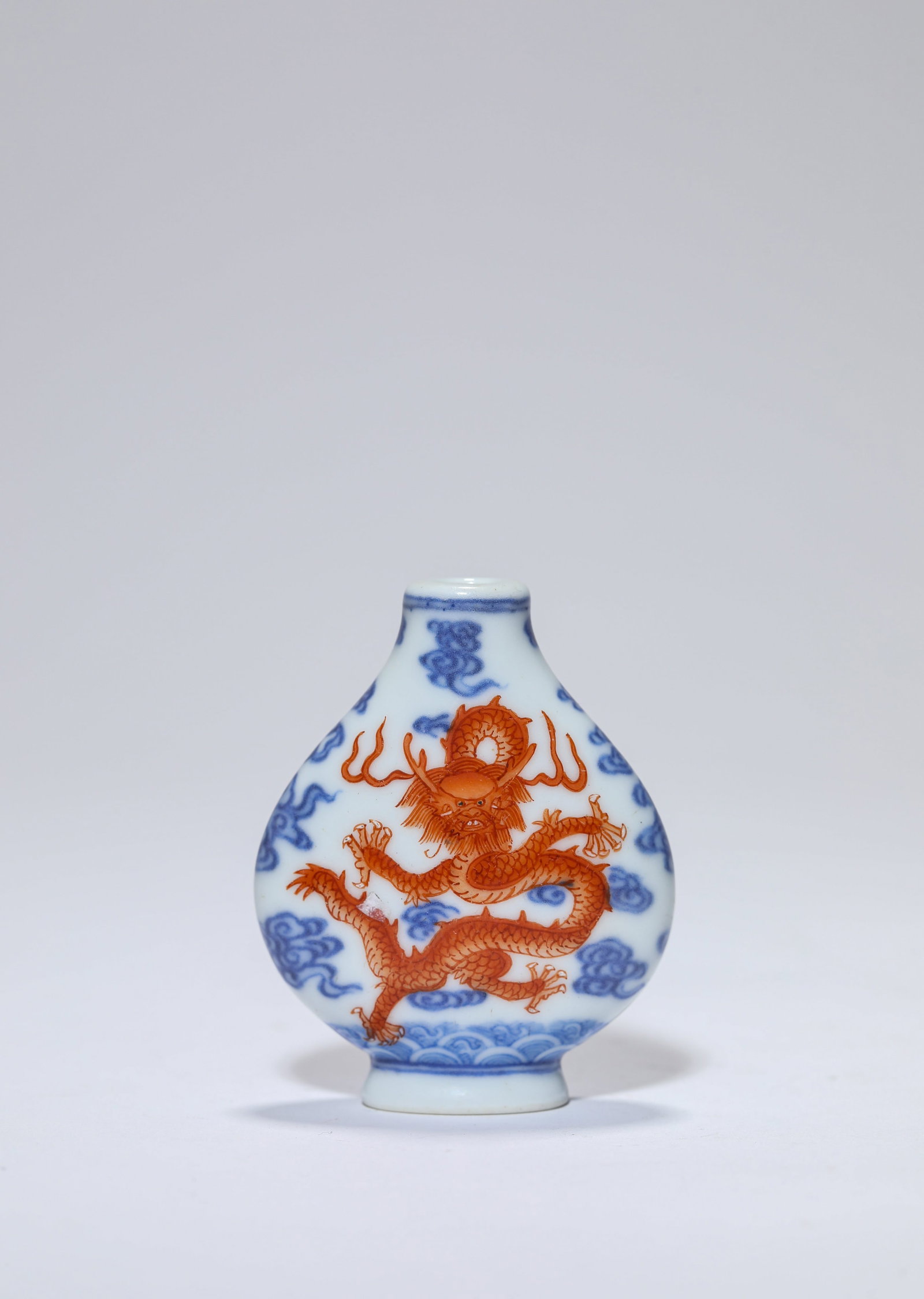 A Blue and White and Iron-Red 'Dragon' Snuff Bottle (1 of 4)