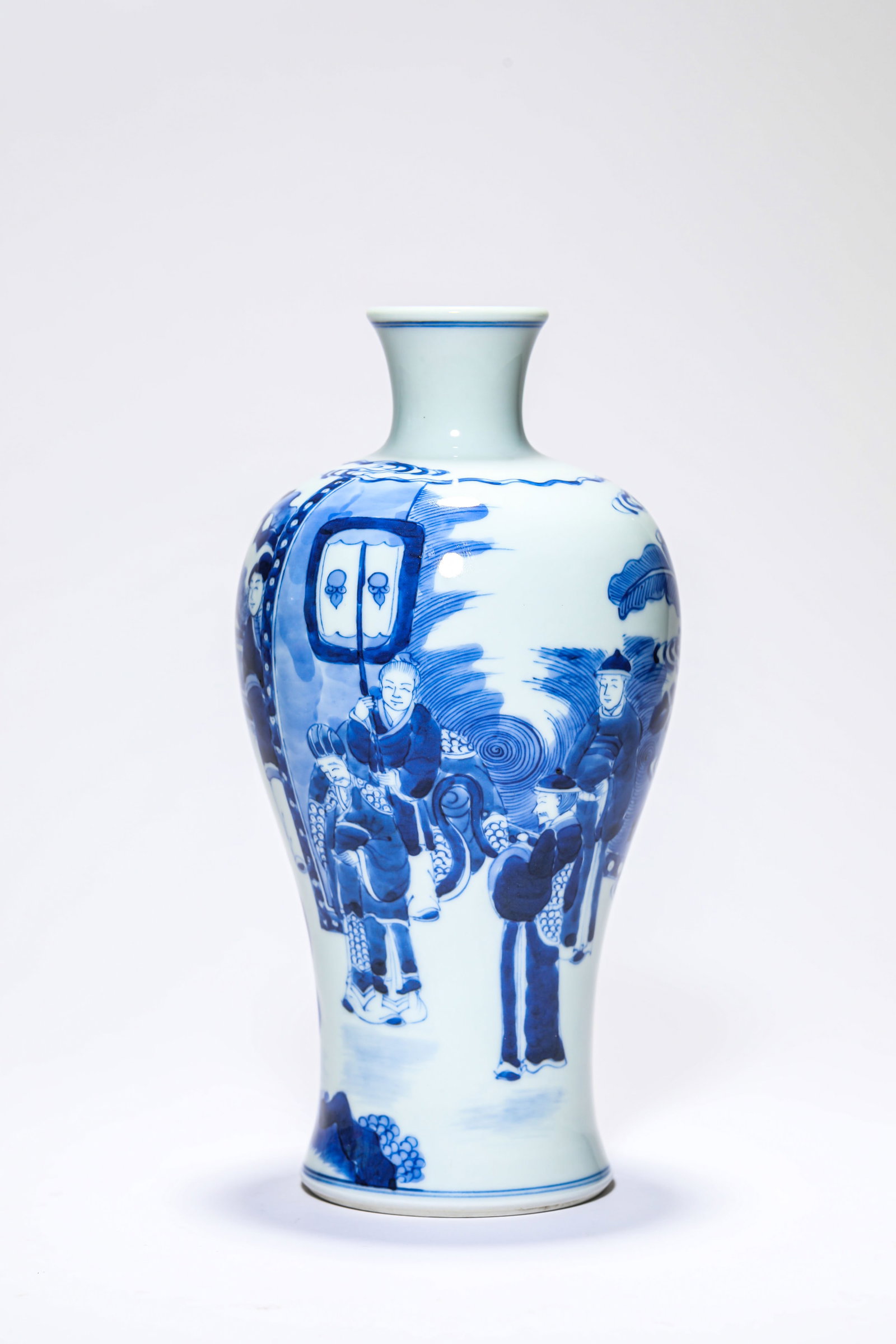 A Blue and White 'Narrative Scene' Vase: A Blue and White 'Narrative Scene' Vase Dimensions: Height: 23.0 cm (9.06 in). All measurements are approximate.