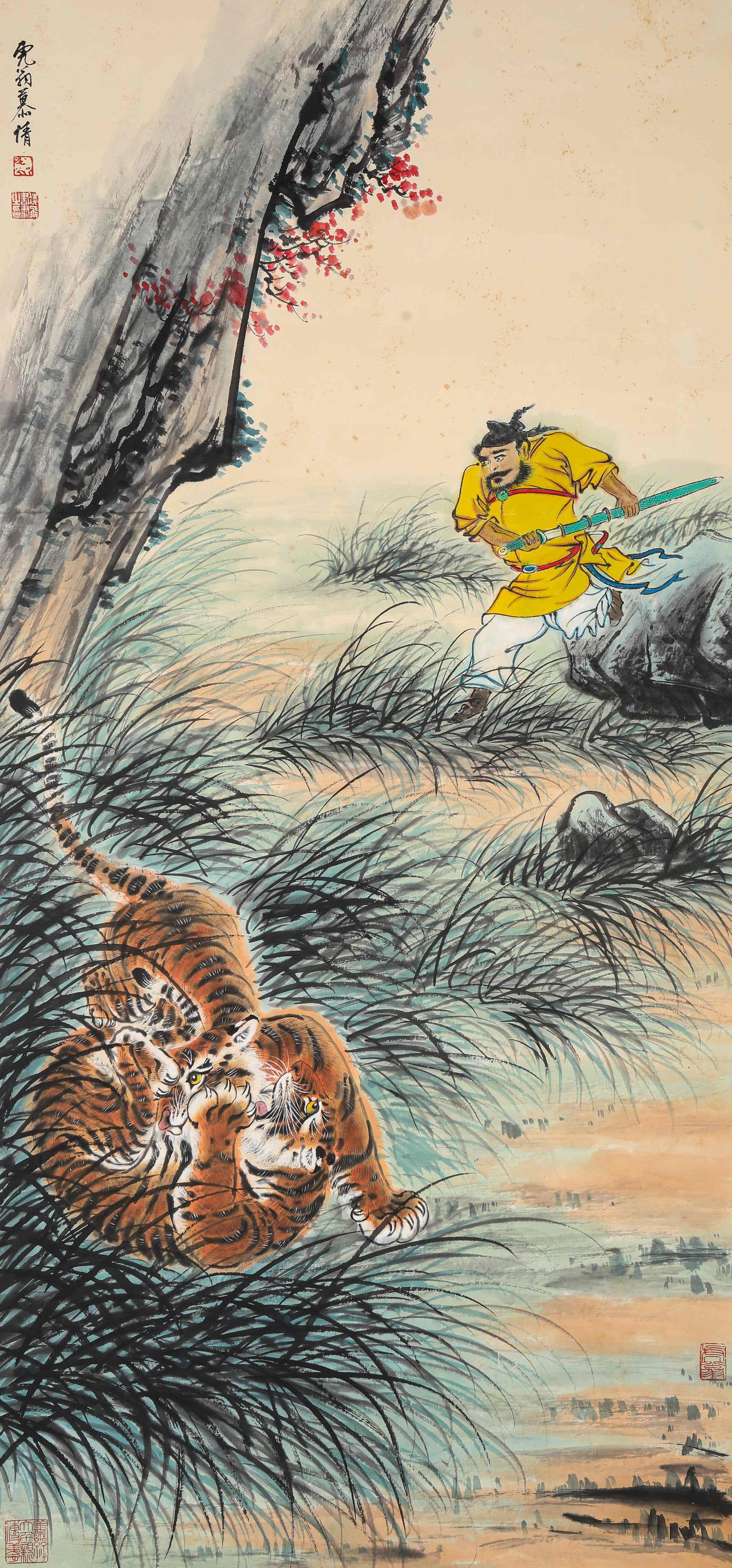 Mu Lingfei (1913-1997), attributed to, Figure Narrative: Mu Lingfei (1913-1997), attributed to, Figure Narrative Dimensions: Width: 67 cm x Height: 141 cm. All measurements are approximate.