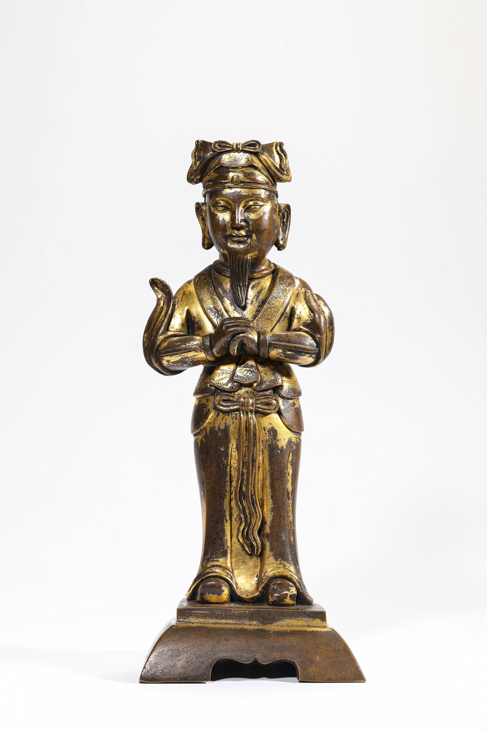 A Gilt-Bronze Figure of Guan Ping: A Gilt-Bronze Figure of Guan Ping Dimensions: Weight: 2964g. Length: 12.8 cm (5.04 in) x Width: 11.1 cm (4.37 in) x Height: 30.8 cm (12.13 in). All measurements are approximate.