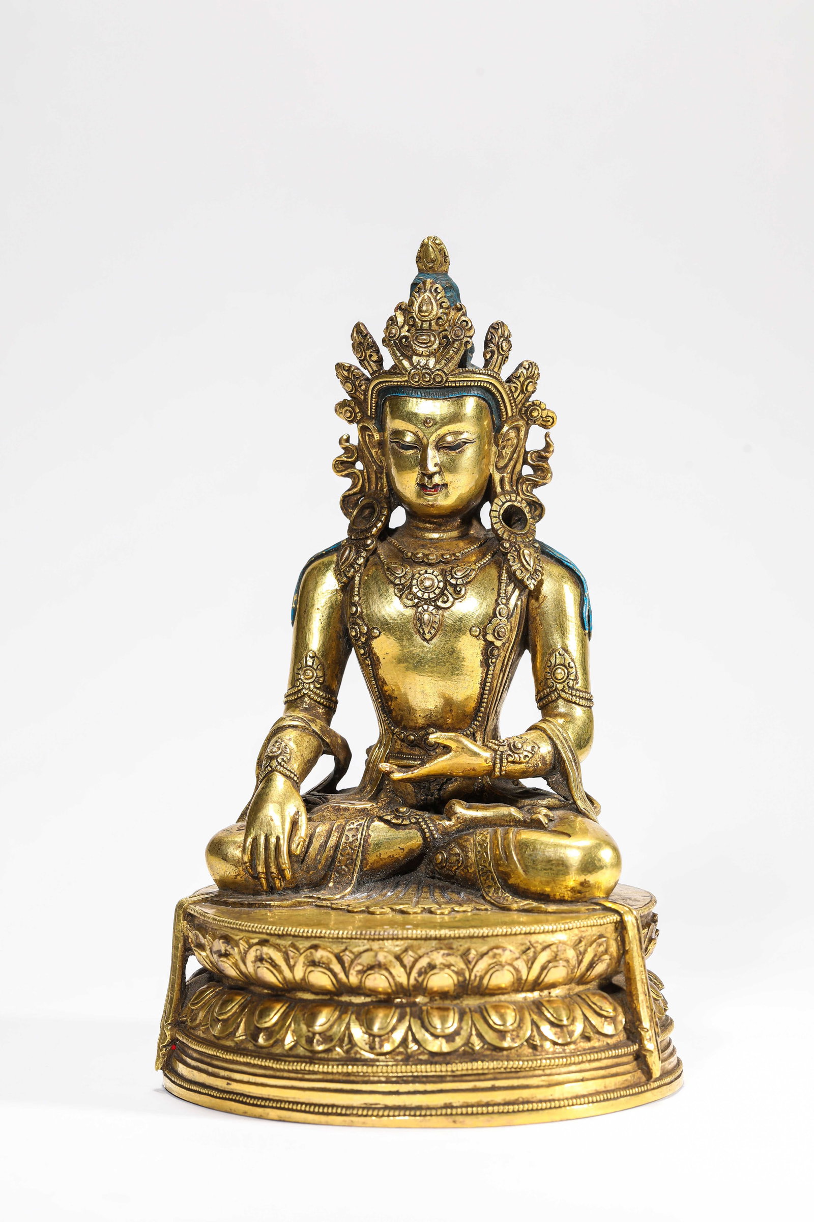 A Gilt-Bronze 'Crowned' Figure of Buddha (1 of 7)