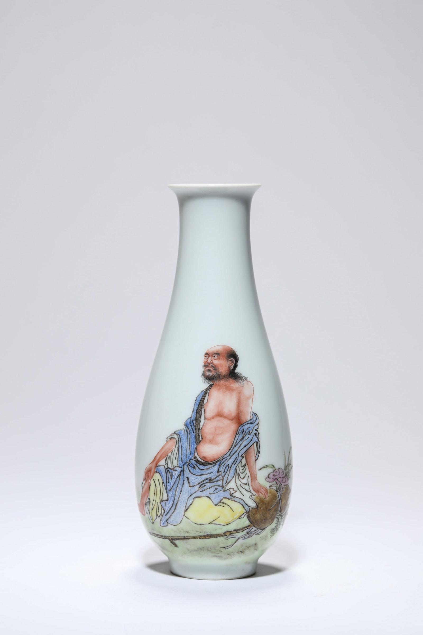 A Famille-Rose 'Figural' 'Long-Neck' Vase: A Famille-Rose 'Figural' 'Long-Neck' Vase Dimensions: Height: 17.5 cm (6.89 in). All measurements are approximate.