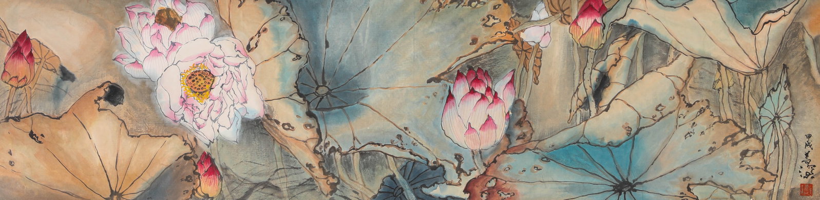 Yang Shanshen (1913-2004), attributed to, Lotus Pond in Full Bloom (1 of 6)
