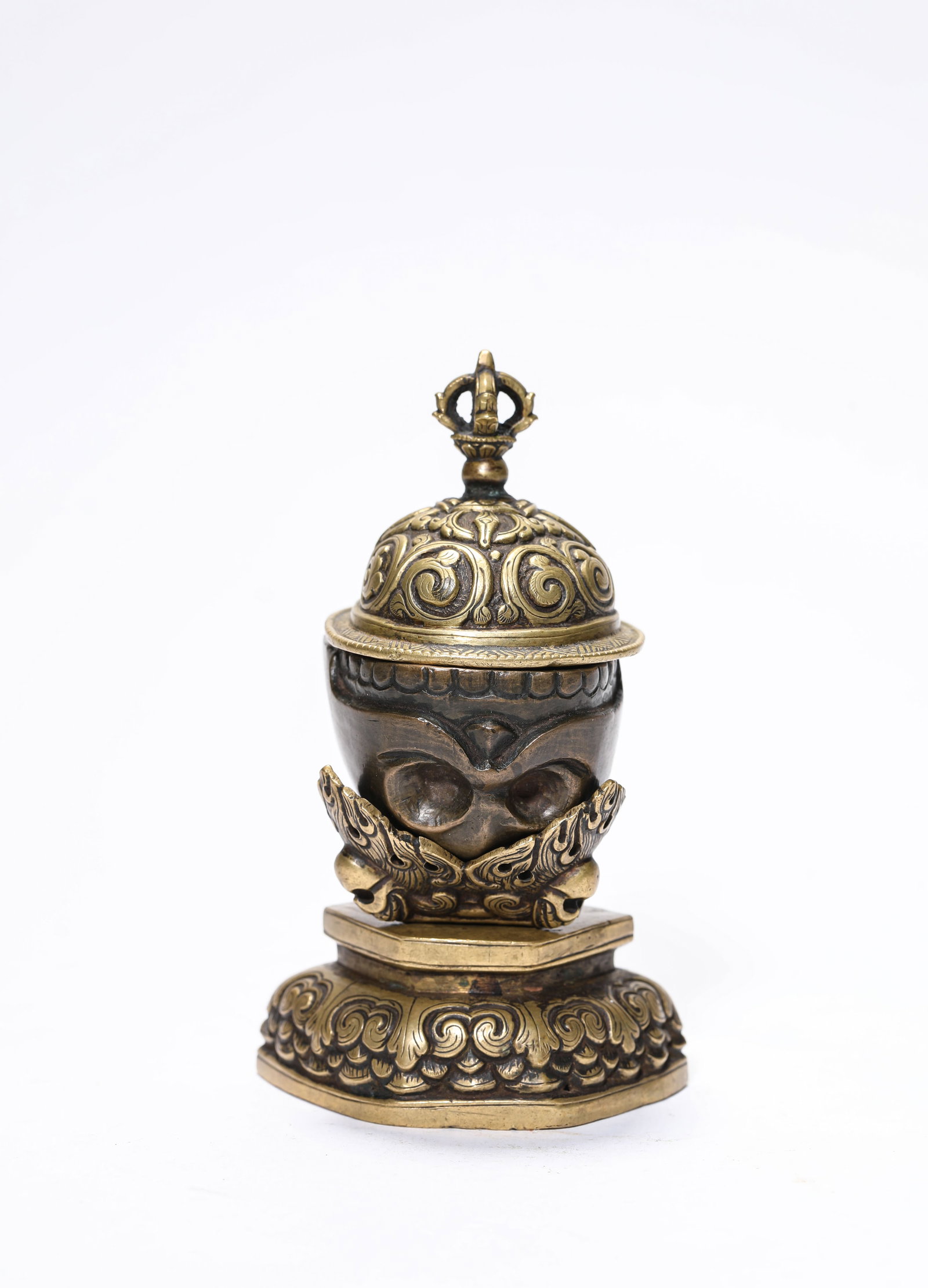A Bronze 'Toba' Bowl: A Bronze 'Toba' Bowl Dimensions: Weight: 369g. Length: 7.2 cm (2.83 in) x Width: 6.2 cm (2.44 in) x Height: 12.5 cm (4.92 in). All measurements are approximate.