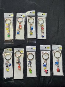 Lot of 9 Enamel Character Keychains