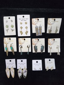 LOT OF 12 WESTERN EARRINGS-POMINA,ZEN & TELL YOUR TALE