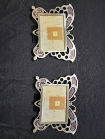 Pair of Butterfly Metal Picture Frames