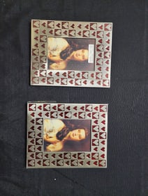 Pair of Red Heart Metal Picture Frames