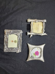 Lot of 3 Themed Metal Picture Frames