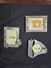 LOT OF 3 NAUTICAL-THEMED METAL PICTURE FRAMES
