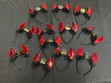 12 DEVILISH RED HORN HEADBAND - HALLOWEEN COSTUME ACCESSORY
