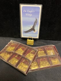 GOLD-PLATED MINI PURSE PICTURE HOLDERS-ELEGANT VINTAGE DISPLAY SET