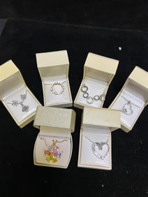 ELEGANT 6-PIECE CUBIC ZIRCONIA & CRYSTAL NECKLACE COLLECTION - GIFT BOXED SET