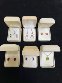ELEGANT BOXED CRYSTAL & CUBIC ZIRCONIA JEWELRY SET - 6 PIECE ASSORTED COLLECTION