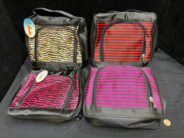 STYLISH MEDIUM TOTE POCKETBOOKS WITH ANIMAL & STRIPE PRINTS - SET OF 4