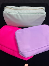 PASTEL & NEON SATIN COSMETIC BAGS - SET OF 3