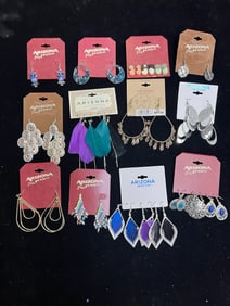 ARIZONA JEAN CO. EARRING LOT - 12 PAIRS, MIXED STYLES & COLORS, JCPENNEY COLLECTION