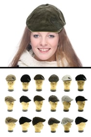 Corduroy Newsboy Cap with Leather Accent