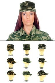 Camo Military Cadet Cap  Unisex Army Style Hat