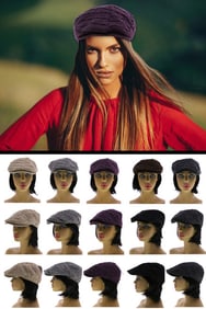 Velvet Quilted Newsboy Cap  Soft Vintage Style Hat in Multiple Colors