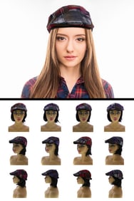 Plaid Patchwork Newsboy Cap  Vintage Soft Brim Hat in Assorted Colors