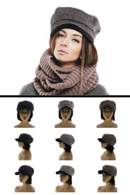 Herringbone Wool Newsboy Cap  Classic Structured Winter Hat