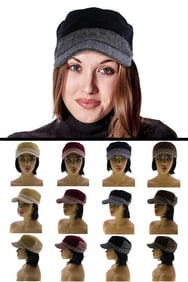 Two Tone Herringbone Newsboy Cap  Mixed Fabric Winter Hat