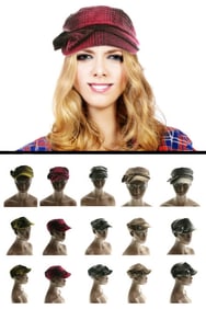 Bow Accent Tweed Newsboy Cap