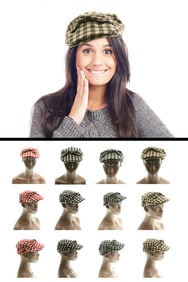 Knit Visor Cap with Flower Detail