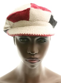 Patchwork Knit Newsboy Cap