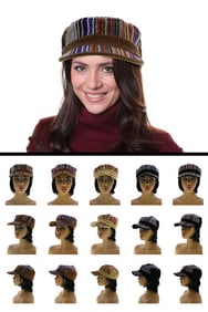 Striped Corduroy Military Cap